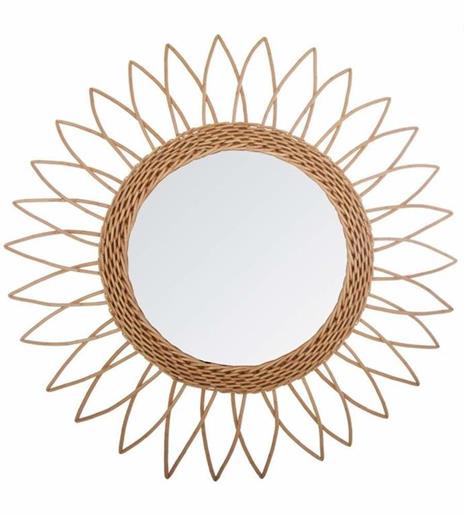 Specchio a forma di Sole in Rattan 50cm