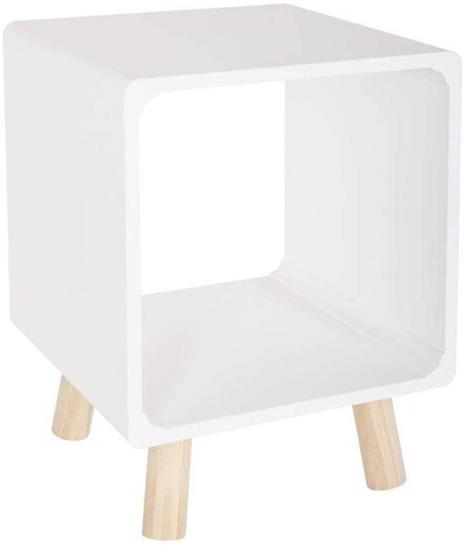 Set 2 Tavolini Bassi in Legno 30x30x40cm - 35x35x45cm Bianco - 2