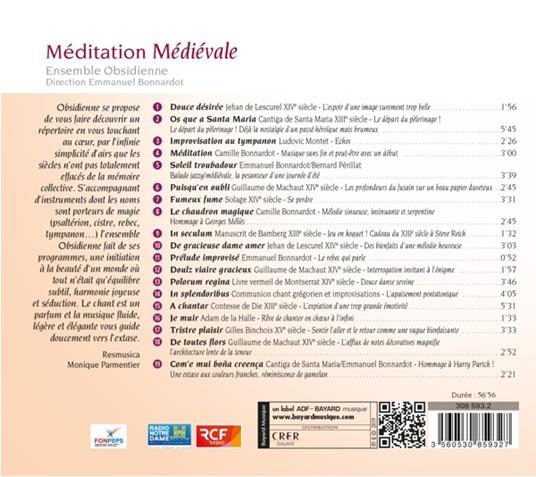 Ensemble Obsidienne - Meditation Medievale - CD Audio di Ensemble Obsidienne - 2