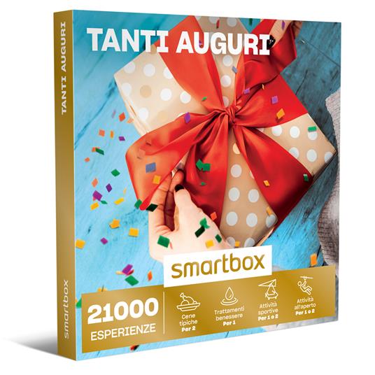 SMARTBOX - Tanti Auguri - Cofanetto regalo - 1 cena o 1 trattamento  benessere o 1 attività sportiva per 1 o 2 persone - Smartbox - Idee regalo