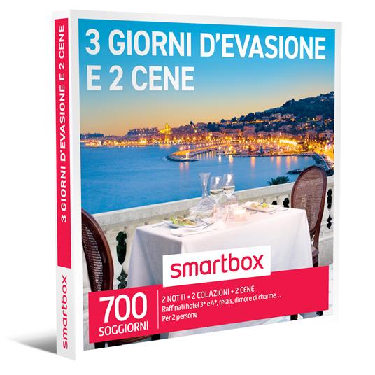 SMARTBOX - 3 giorni d'evasione e 2 cene - Cofanetto regalo - 2 notti con  colazione e 2 cene per 2 persone - Smartbox - Idee regalo