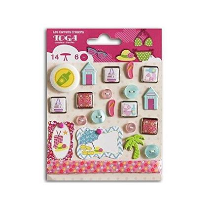 Toga Beach Girl – Set di Decorazioni, plastica, 10 x 13.5 x 1 cm