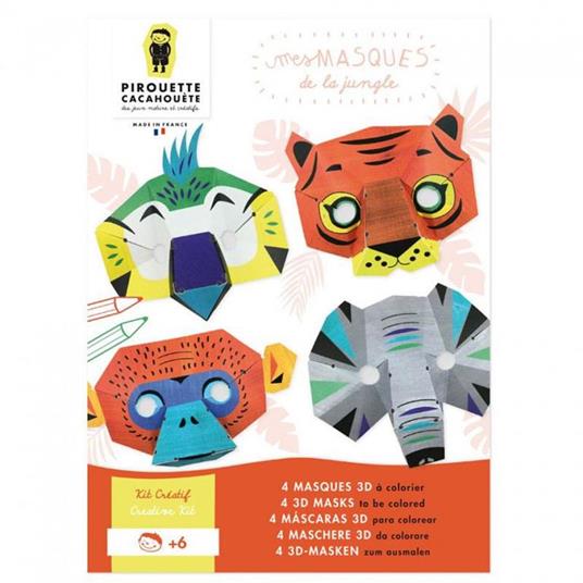 Kit creativo - 4 maschere della giungla da costruire e decorare - Pirouette  Cacahouète - Idee regalo | IBS