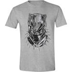 T-Shirt Unisex Tg. S Black Panther. Head Front Grey Melange