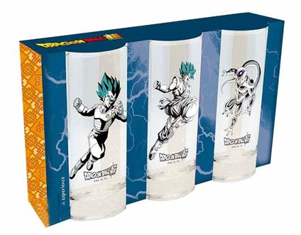 Set Di 3 Bicchieri Dragonball Super (Da 29 Cl) - Assalto A Freezer Di Goku E Vegeta - Abystyle