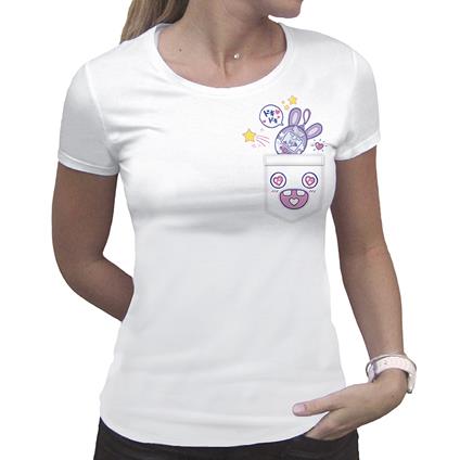 Raving Rabbids - Woman White Tshirt - Kawaii Pocket