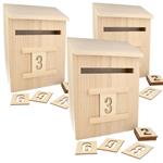 3 calendari dell''Avvento con cassetta delle lettere in legno 28 cm