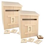 2 Calendari dell''Avvento con cassetta delle lettere in legno 28 cm