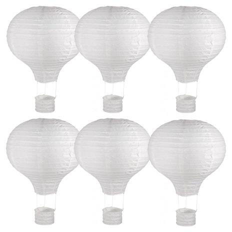 6 lanterne mongolfiera in carta con struttura in metallo Ø 30 x 40 cm