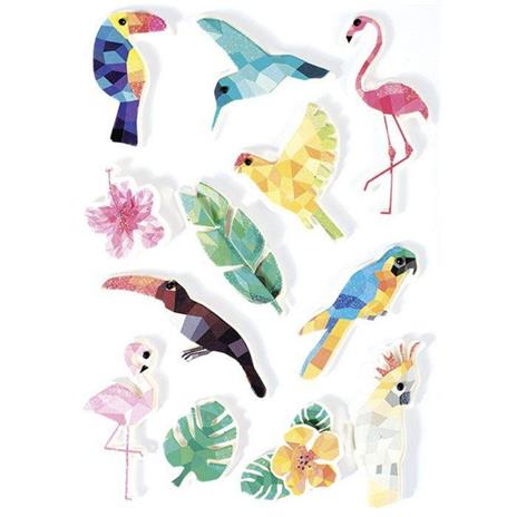 24 adesivi 3D uccelli tropicali 6 cm - 2
