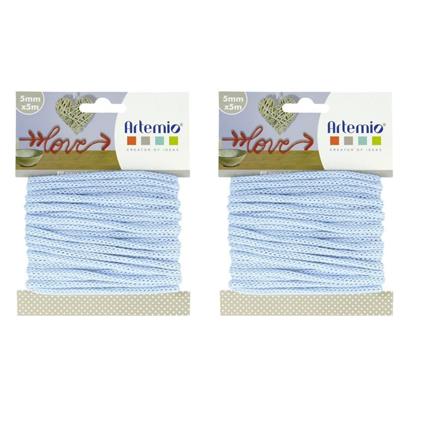 2 filati per maglieria 5 mm x 5 m - blu pastello