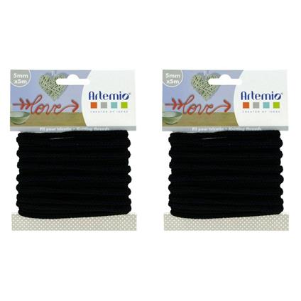 2 filati per maglieria 5 mm x 5 m - nero