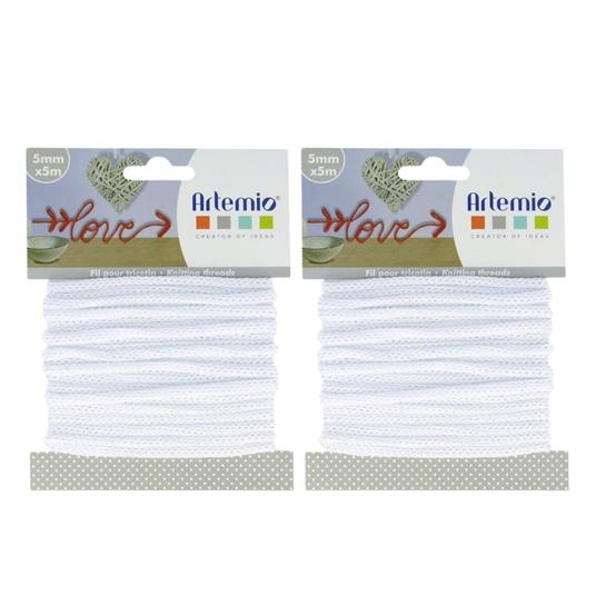 2 filati per maglieria 5 mm x 5 m - bianco