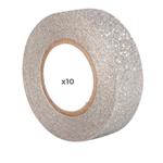 10 masking tape con glitter 5 m x 1,5 cm - argento