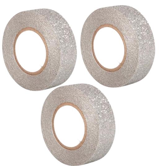 3 masking tape con glitter 5 m x 1,5 cm - argento