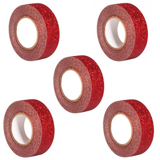 5 masking tape con glitter 5 m x 1,5 cm - rosso