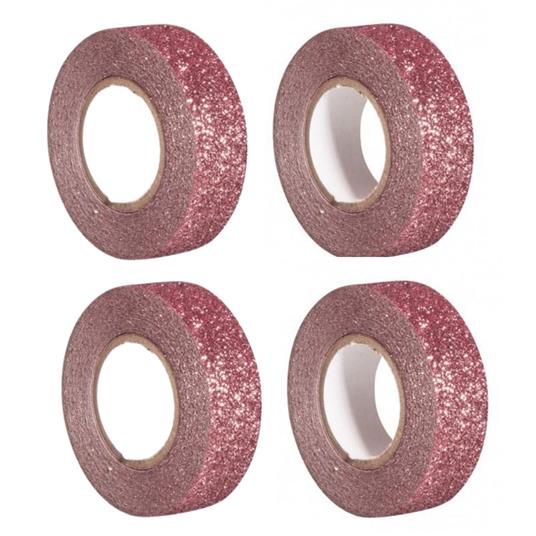 4 masking tape con glitter 5 m x 1,5 cm - rosa antico