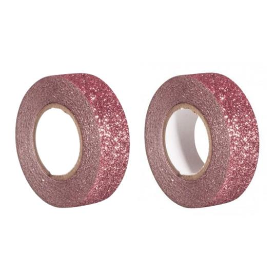 2 masking tape con glitter 5 m x 1,5 cm - rosa antico