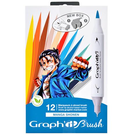 Set di 12 pennarelli Graph''It Brush & Extra Fine - Manga Shonen