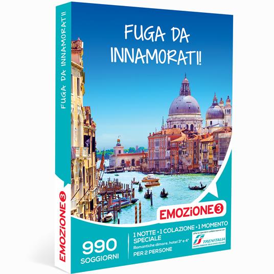 EMOZIONE3 - Fuga da innamorati! - Cofanetto regalo - 1 notte, 1 colazione e 1 momento speciale per 2 persone