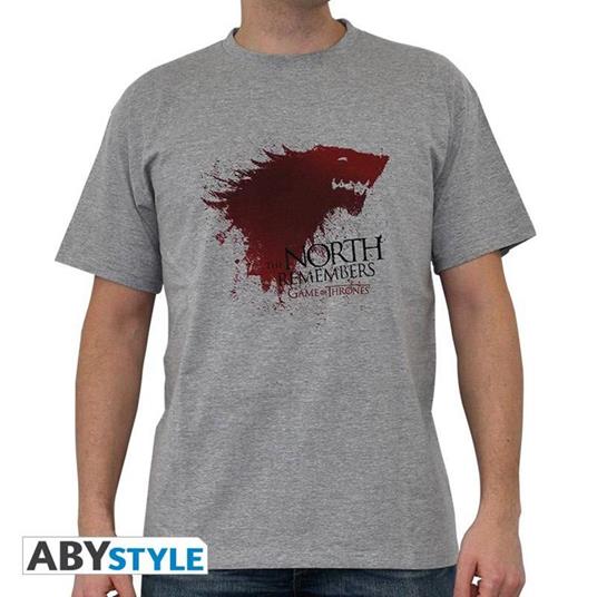 Game Of Thrones. T-shirt The North... Man Ss Sport Grey. Basic Large - 2