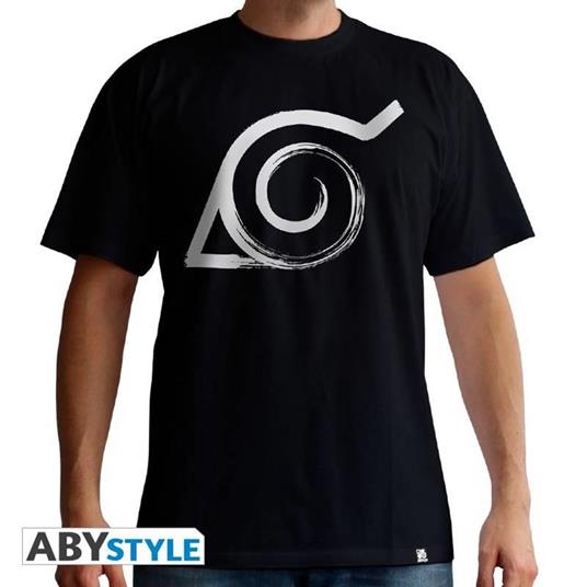 Naruto Shippuden. T-shirt Konoha Man Ss Black. New Fit Medium
