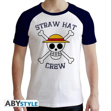 One Piece. T-shirt Skull Man Ss White & Blue. Premium Small - 2