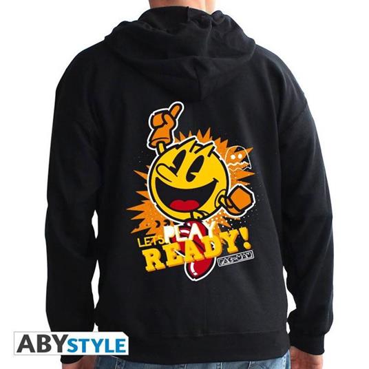 Pac-Man. Hoodie. Let S Play Man Black Taglia:Small