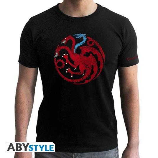 Game Of Thrones. T-shirt Targaryen Viserion Man Ss Black. New Fit Extra Large