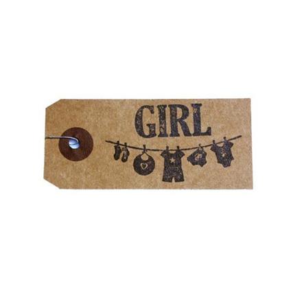 Etichette kraft + Timbro di legno 'Girl'