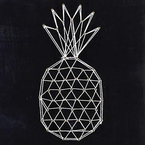 Quadro nero di legno String Art - Ananas 22 x 22 cm