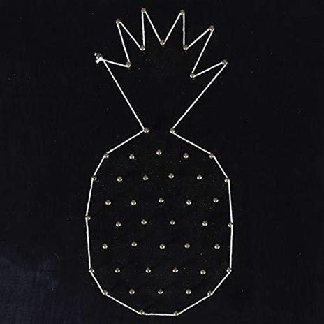 Quadro nero di legno String Art - Ananas 22 x 22 cm - 2