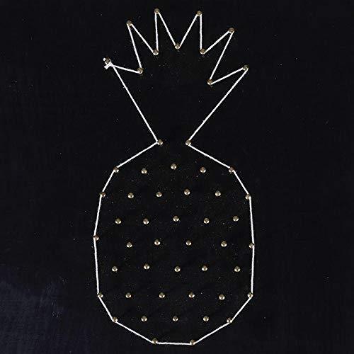 Quadro nero di legno String Art - Ananas 22 x 22 cm - 2