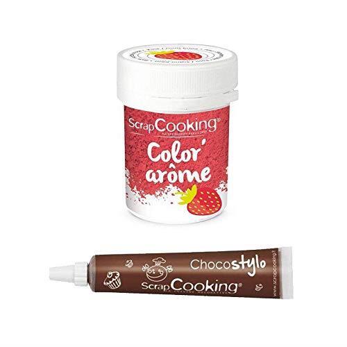 Colorante rosa aroma fragola 10 g + penna alimentare al cioccolato