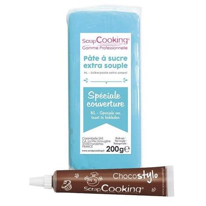 Pasta di zucchero blu scuro 250 g + penna alimentare al cioccolato :  : Alimentari e cura della casa