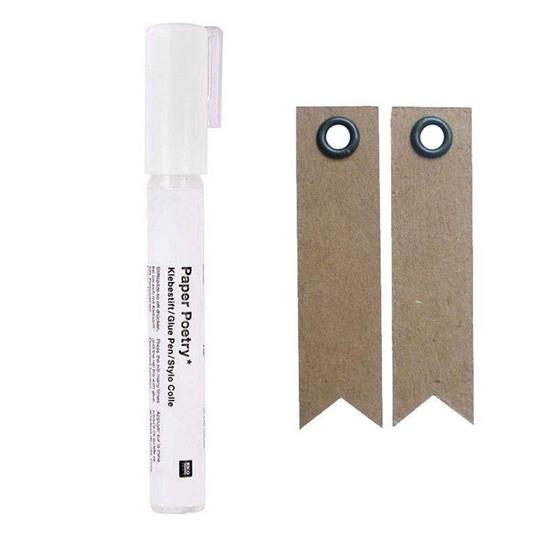 Penna colla per scrapbooking - 4 mm + 20 etichette kraft con gagliardetto -  Youdoit - Cartoleria e scuola