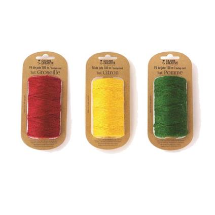 3 rocchetti di filo di iuta 100 m x 2 mm - giallo-verde-rosso - Graine  Créative - Taglio e cucito - Giocattoli