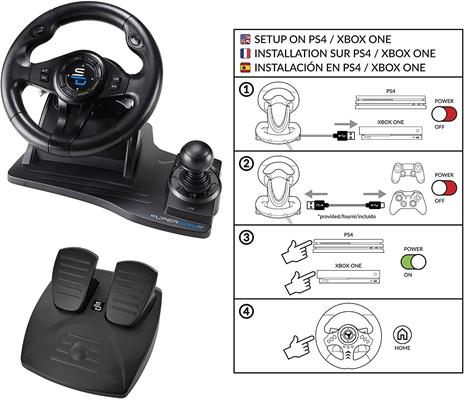 Superdrive - Gs550 Racing Wheel con Pedali, Paddles, Shifter E Vibrazione per Xbox Serie X/S, PS4, Xbox One, PC (Programmabile Per Tutti I Giochi - 4