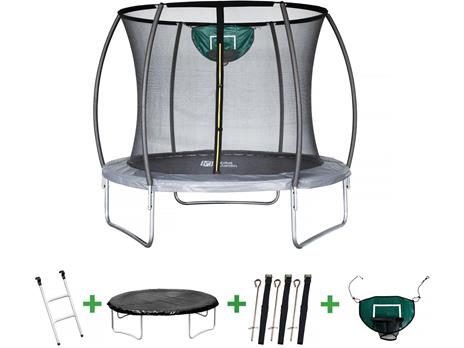 Trampolino con rete interna e cestino "Jumper" Ø2,44 - Grigio