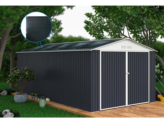 Garage in metallo "Houston" - da 15,36 m² Con pannello solare - Antracite - 2