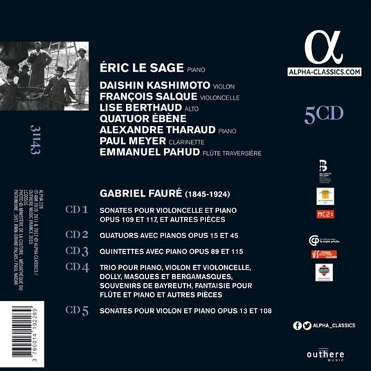 Musica da camera (Integrale) - CD Audio di Gabriel Fauré,Eric Le Sage,François Salque,Daishin Kashimoto,Lise Berthaud - 2