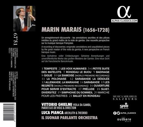 Il segreto di Monsieur Marais - CD Audio di Marin Marais,Vittorio Ghielmi,Il Suonar Parlante - 2