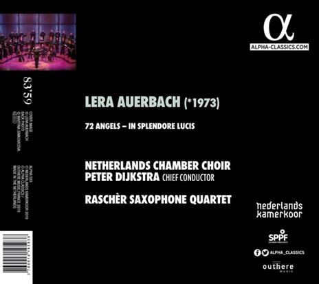 72 angeli - CD Audio di Raschèr Saxophone Quartet,Netherlands Chamber Choir,Lera Auerbach,Peter Dijkstra - 2