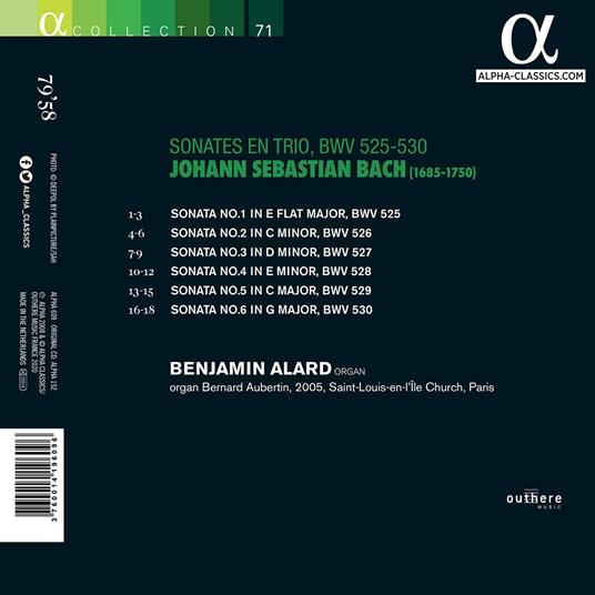 Sonates en trio BWV525, BWV530 - CD Audio di Johann Sebastian Bach,Benjamin Alard - 2