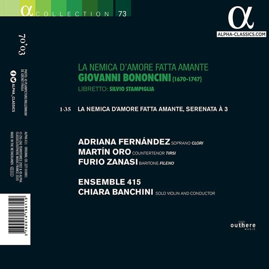 La nemica d'amore fatta amante - CD Audio di Giovanni Battista Bononcini,Adriana Fernàndez - 2