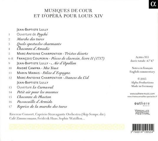 Musiques de cour et d'opera pour Louis XIV - CD Audio - 2