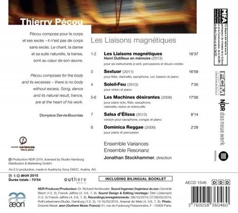 Les liaisons magnetiques - CD Audio di Thierry Pécou,Ensemble Variances,Ensemble Resonanz - 2
