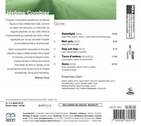 Gone - CD Audio di Jerome Combier,Ensemble Cain - 2