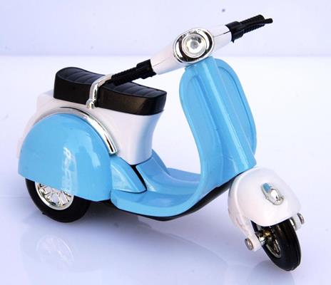 Scooter Vespina Azzurro Modellino Metallo C Molla Richiamo. Cm 11X5X8 Per Bambini - 2