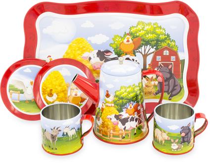 TIN TEA SET: FARM